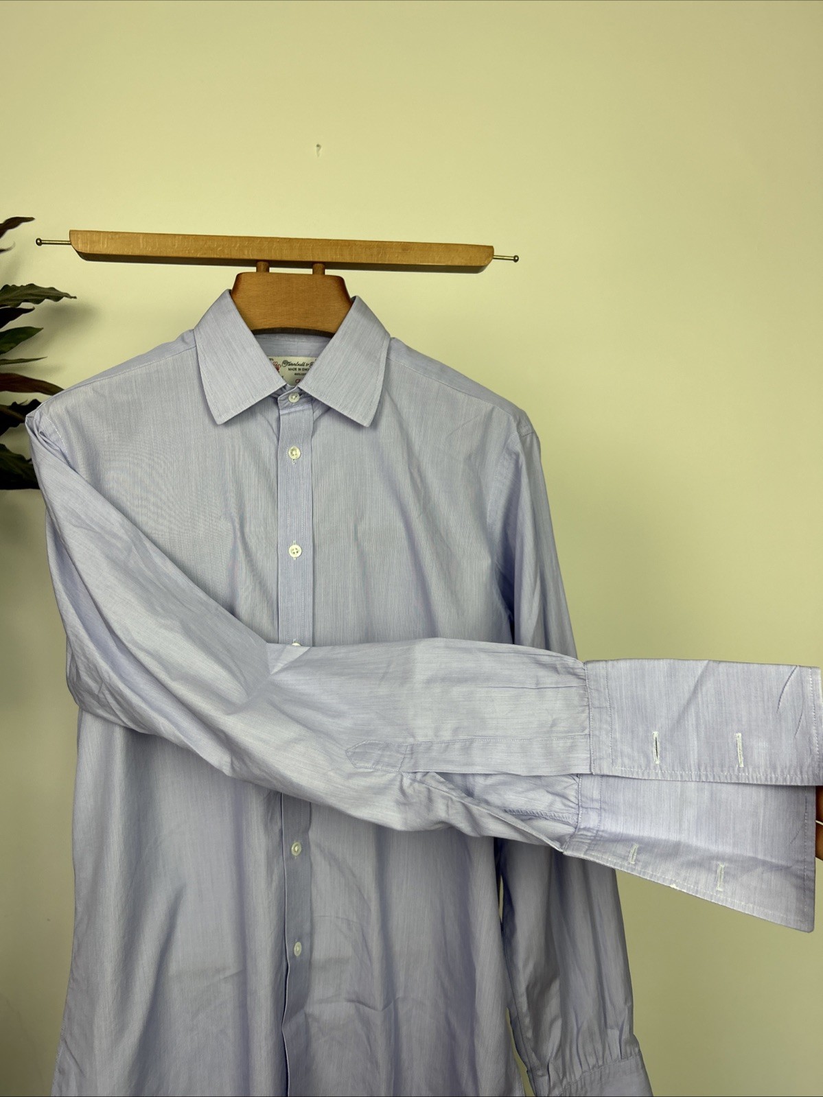 Turnbull & Asser Men’s Dress Shirt Size 16.5″ 42cm Blue Double Cuff