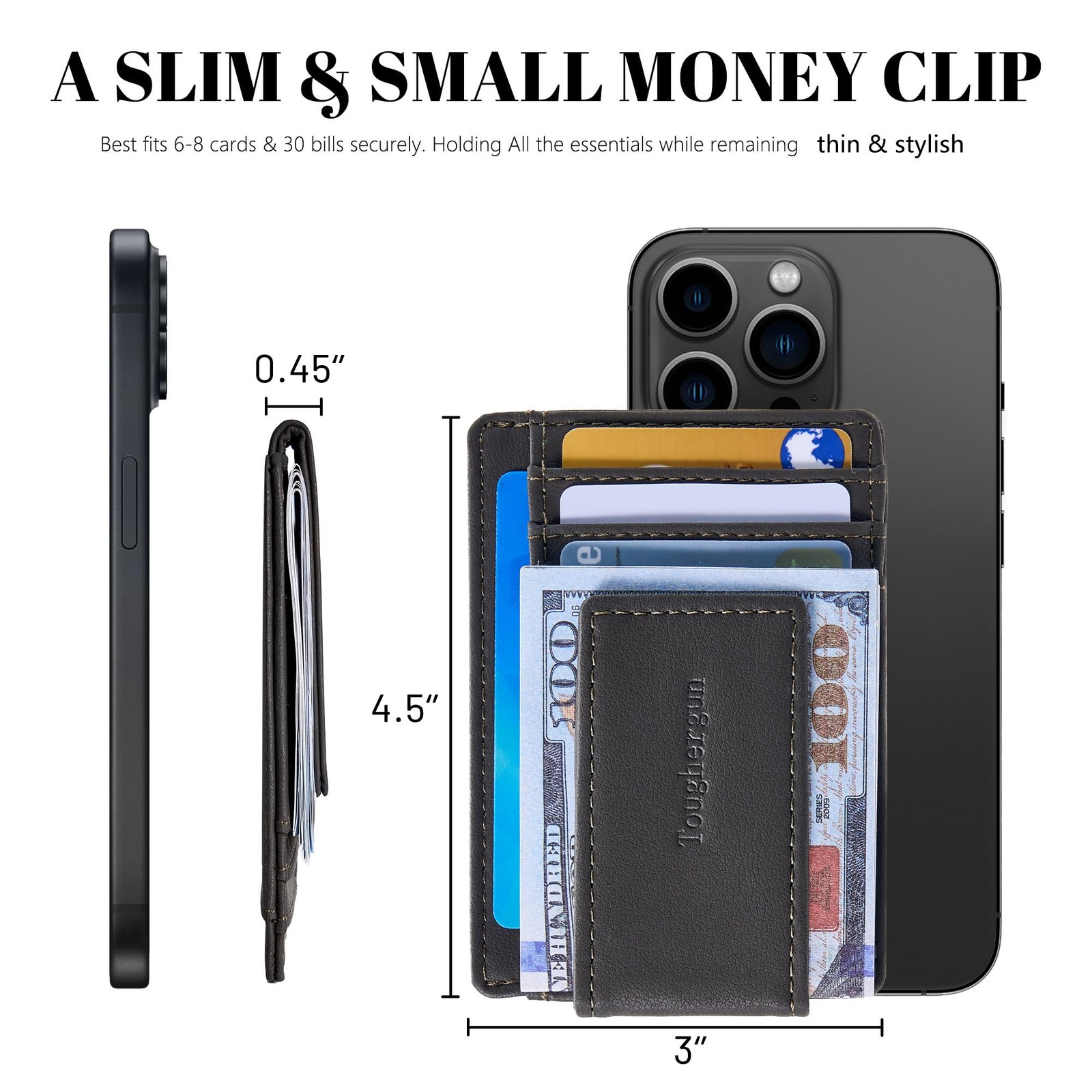Slim RFID Wallet Mens Money Clip Minimalist Credit Card Holder