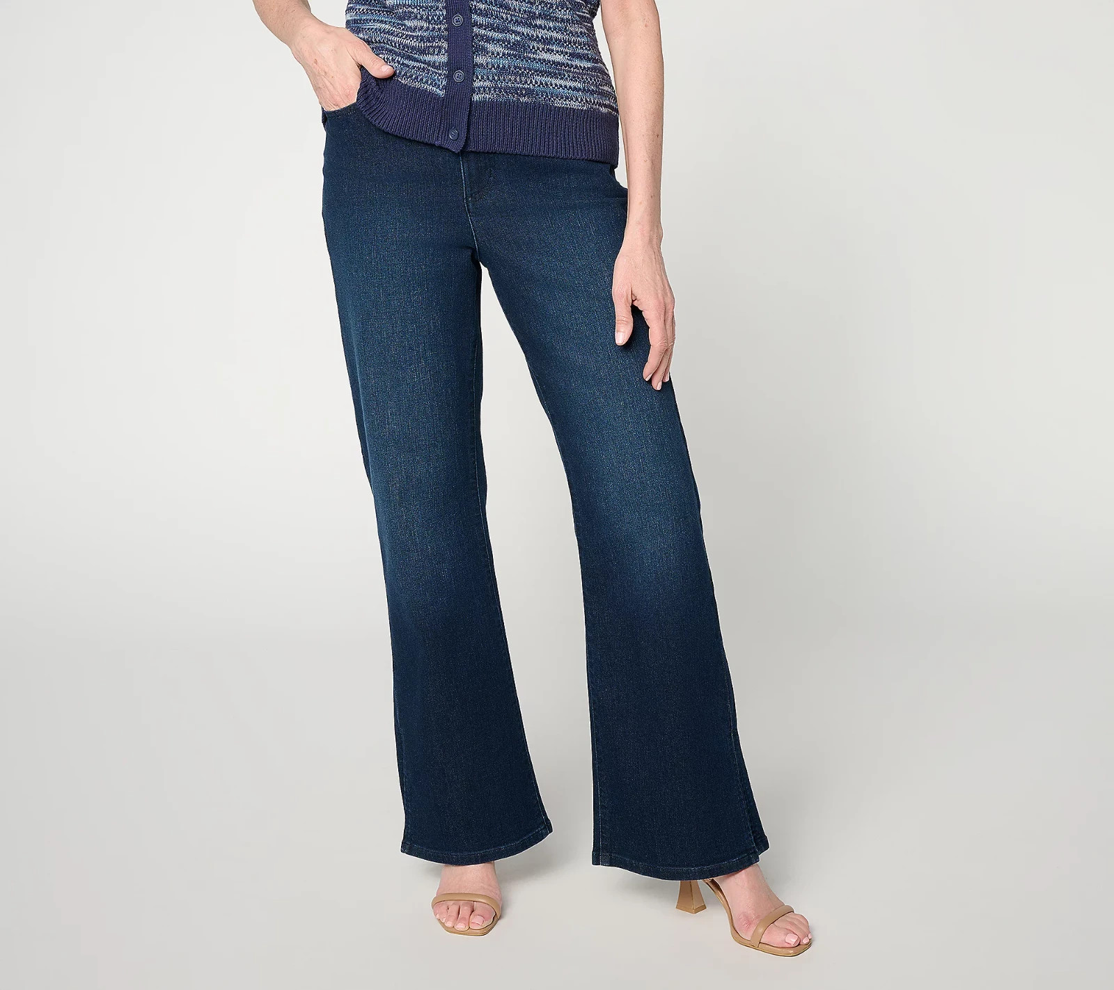Me by Jennie Garth Repreve Bootcut Jeans Dark Wash Ankle Slits 12