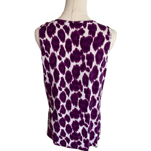 Michael Michael Kors Purple White Ikat Animal Print Cowl Neck Wrap Top Womens M