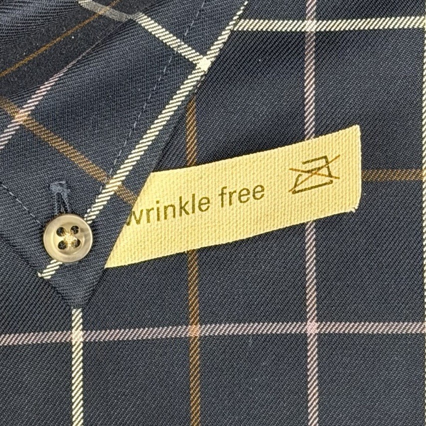 Cabelas Outfitter Series Shirt Mens 5XL Navy Windowpane Nanotex Button Down NEW