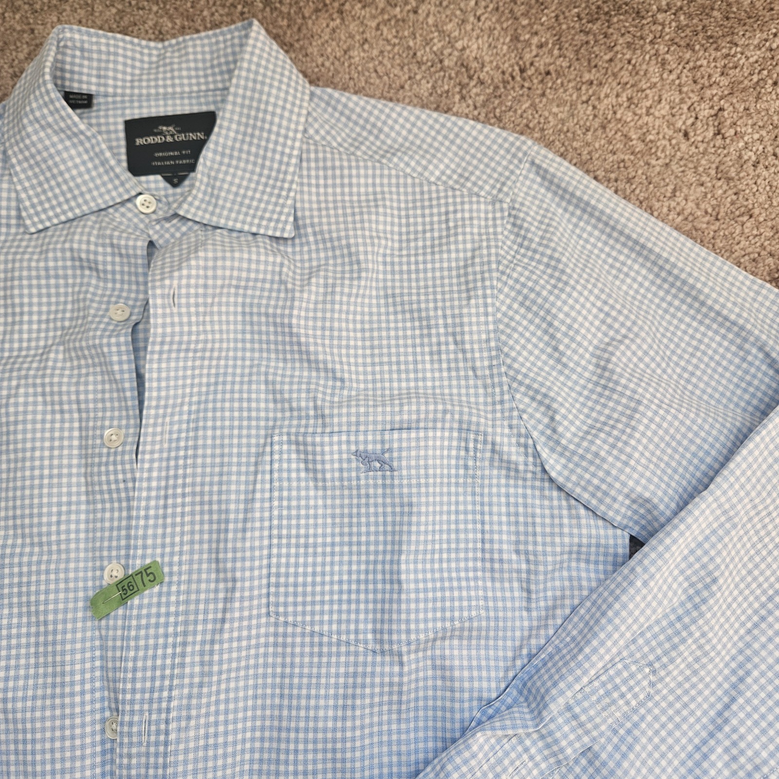 Rodd & Gunn Button Down Shirt Light Blue Check Glacier Mens S 100% Cotton LP5781