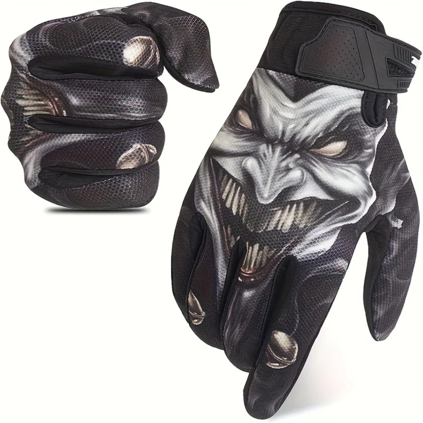 Biker Skeleton Bone Gloves Racing Cycling Motorcycle Mechanics Goth Full Finger