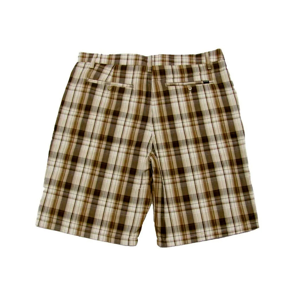 New Hurley Men’s Lightweight Plaid Flat-Front Casual Shorts Size 36, 38 MSRP $49