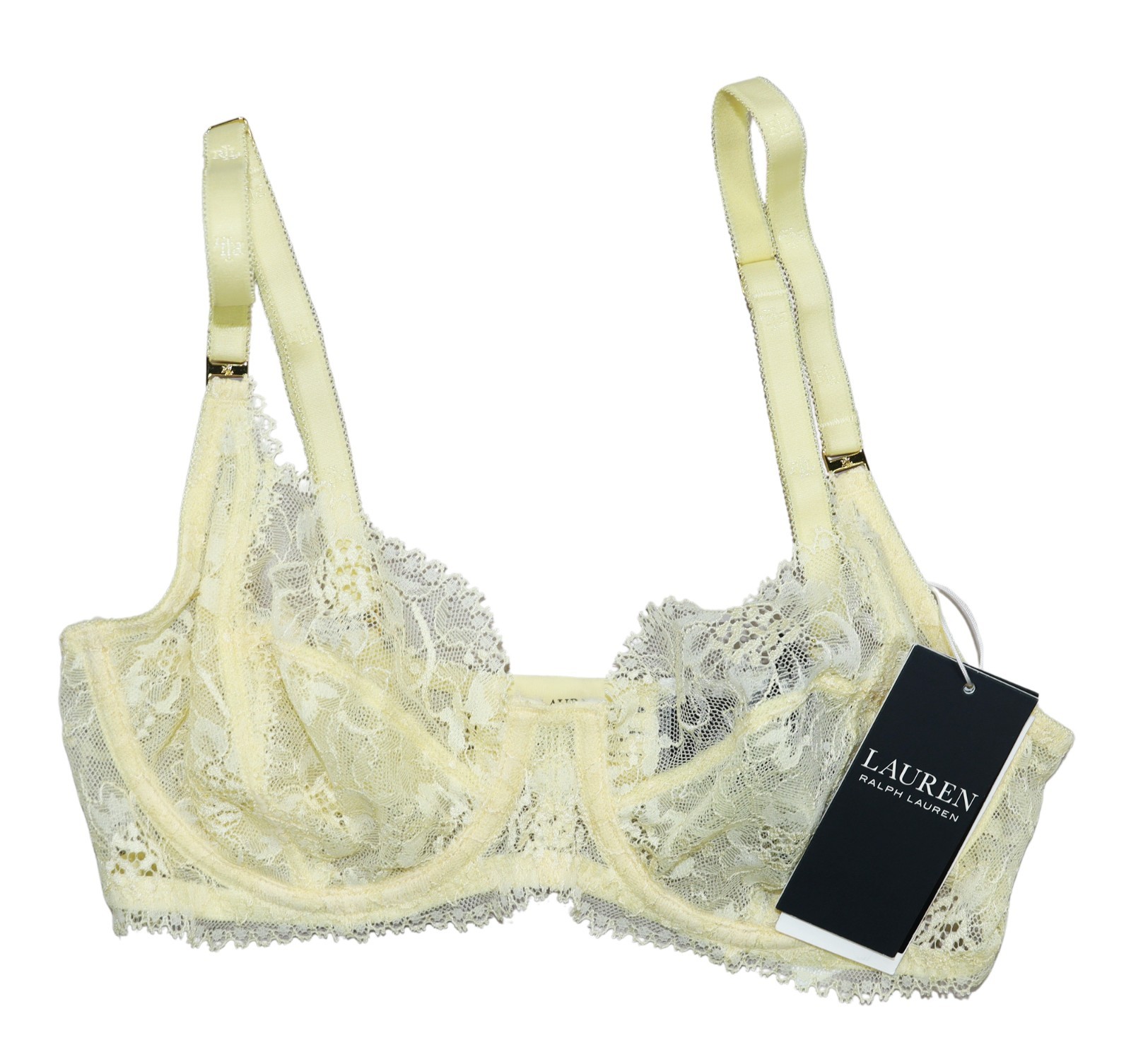 Ralph Lauren Underwire Unlined Lace Full Coverage Women’s Bra NWT Lemon Chiffon