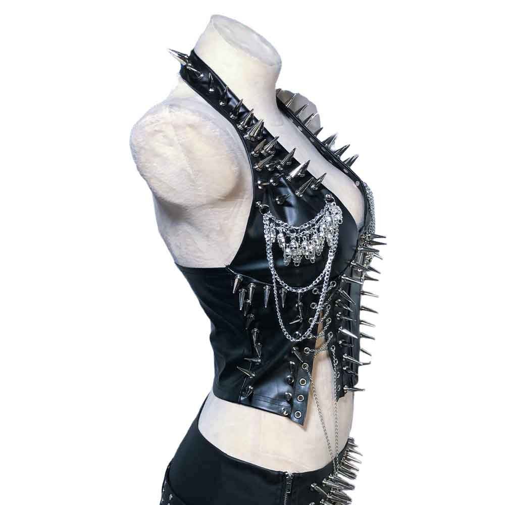 Goth Tops Cyber Gothic Tank Grunge Spiked Y2K Emo Clothing Punk Rock Clothes