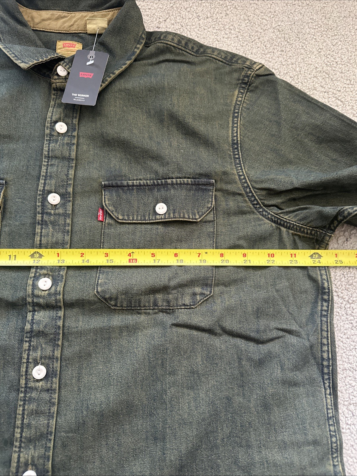 Levi’s Men’s The Worker Denim Western Until Dust Blue Button Up Shirt Large