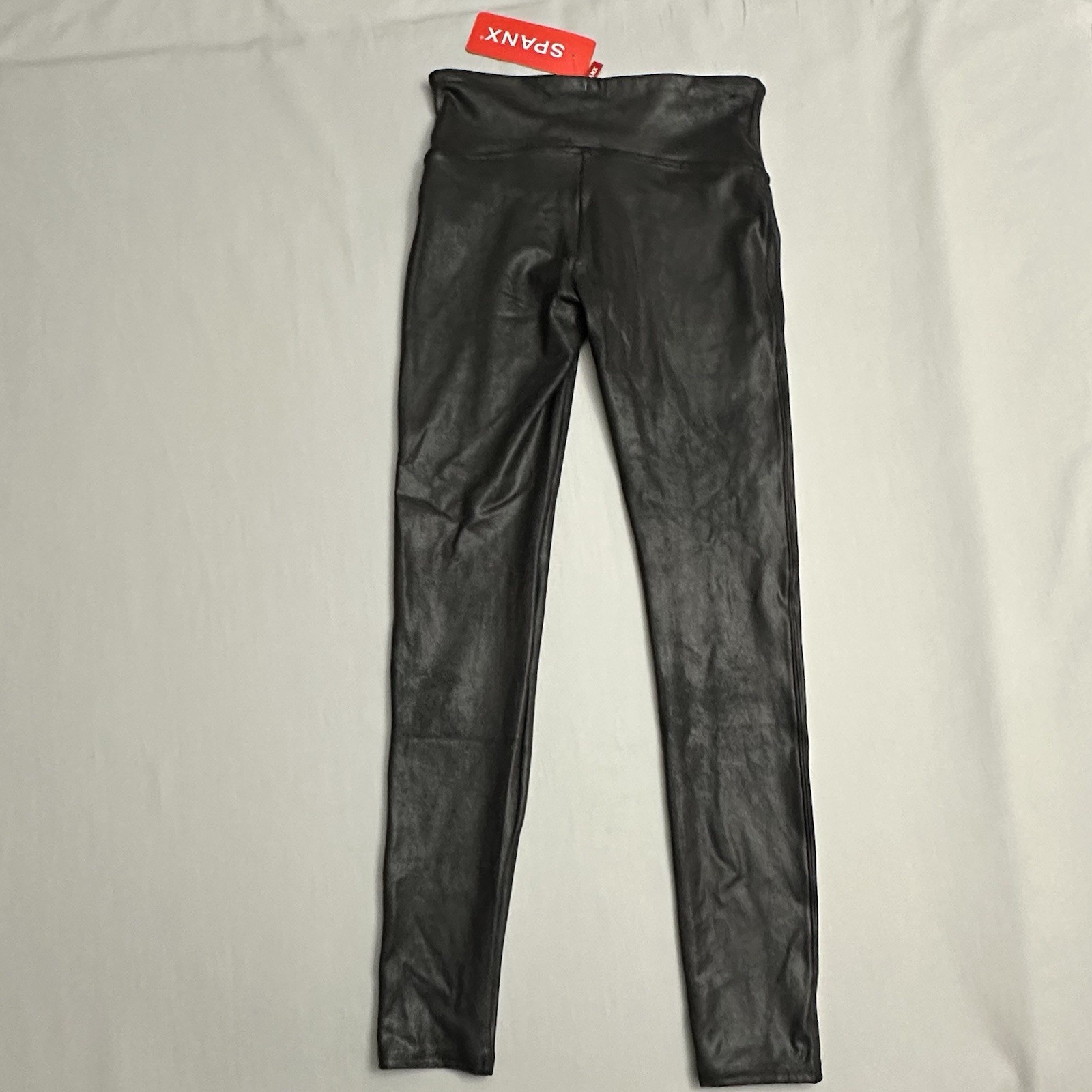 Spanx Faux Leather Legging Women Medium M Black Stretch Pull On Nylon Ladies New