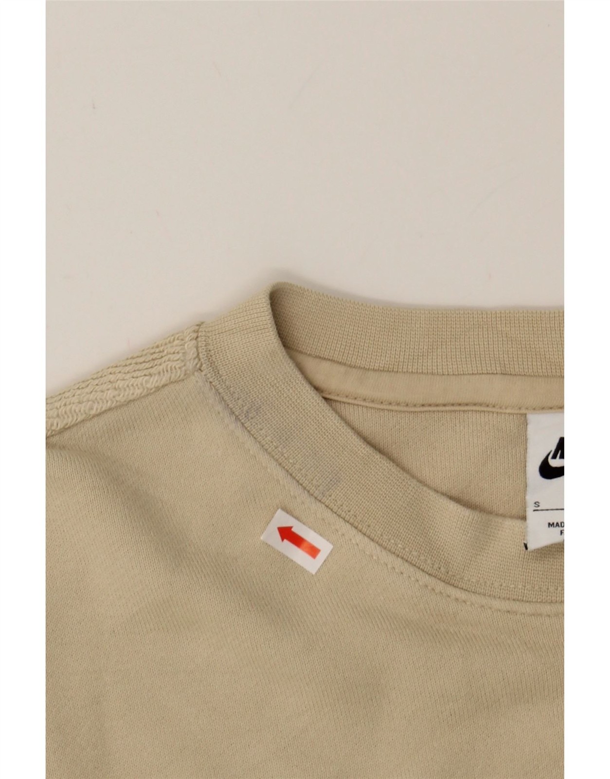 NIKE Mens Graphic Sweatshirt Jumper Small Beige Cotton DG07