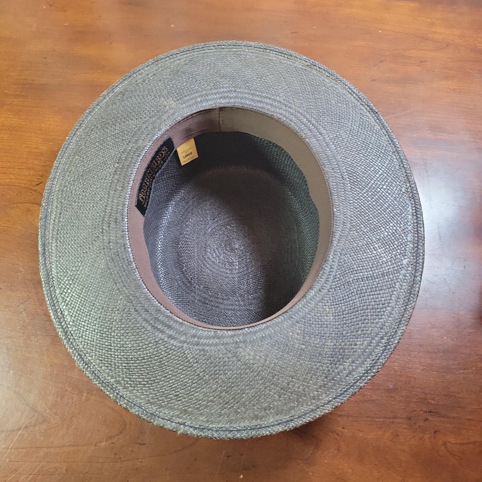 Goorin Bros Charcoal Flat Brim Panama Fedora Hat Toquilla Straw Boater 23″ 7 3/8