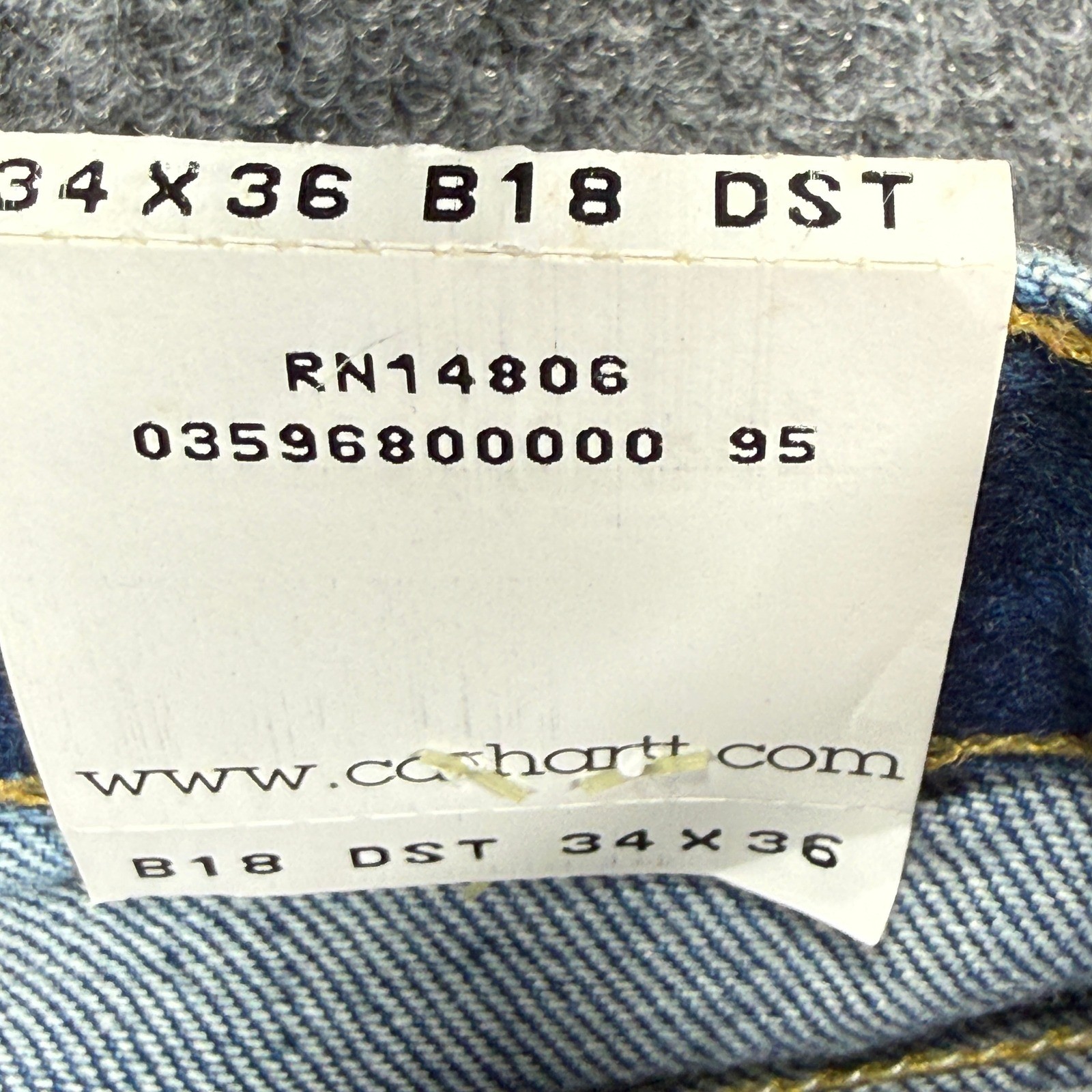 Carhartt Traditional Fit Jeans Mens 34×36 Blue Straight Leg B18 DST Vintage Y2K