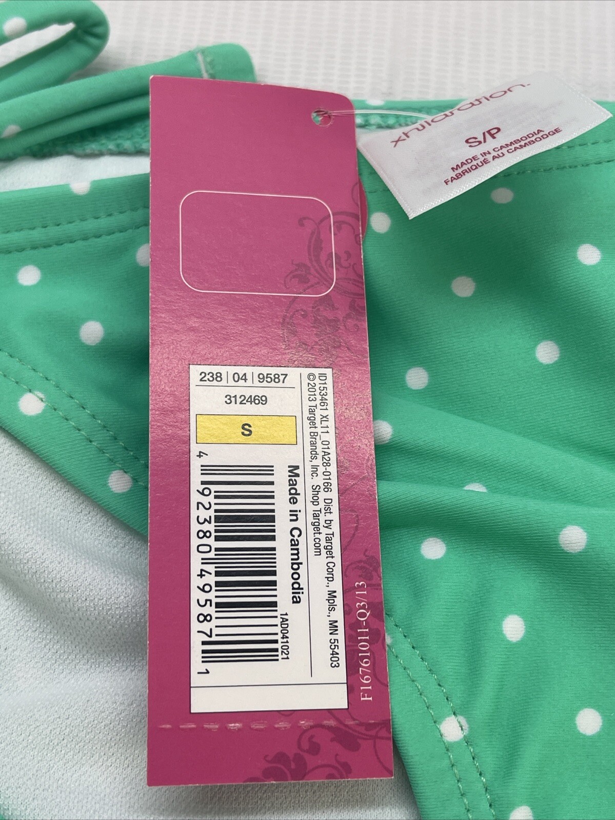 Xhilaration Junior’s Mint Green Polka Dot Side-tie Bikini Bottom Small New