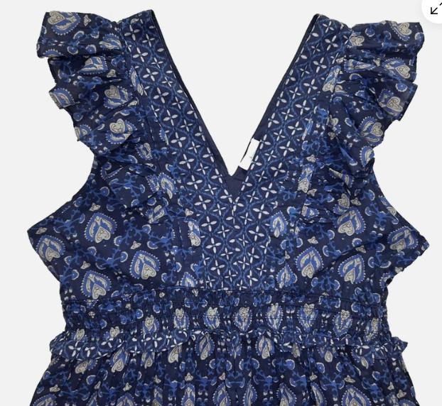 NWT Sundance Catalog Blue Short Sleeve Midi “Sechura Dress” Size XL $178