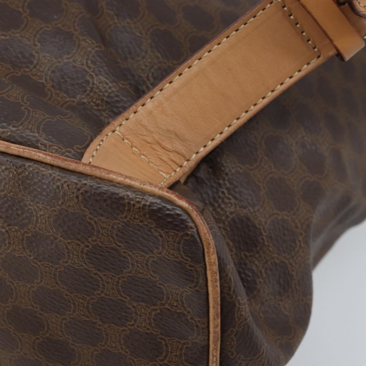 CELINE Macadam Canvas Backpack PVC Leather Brown Gold Auth SW2219