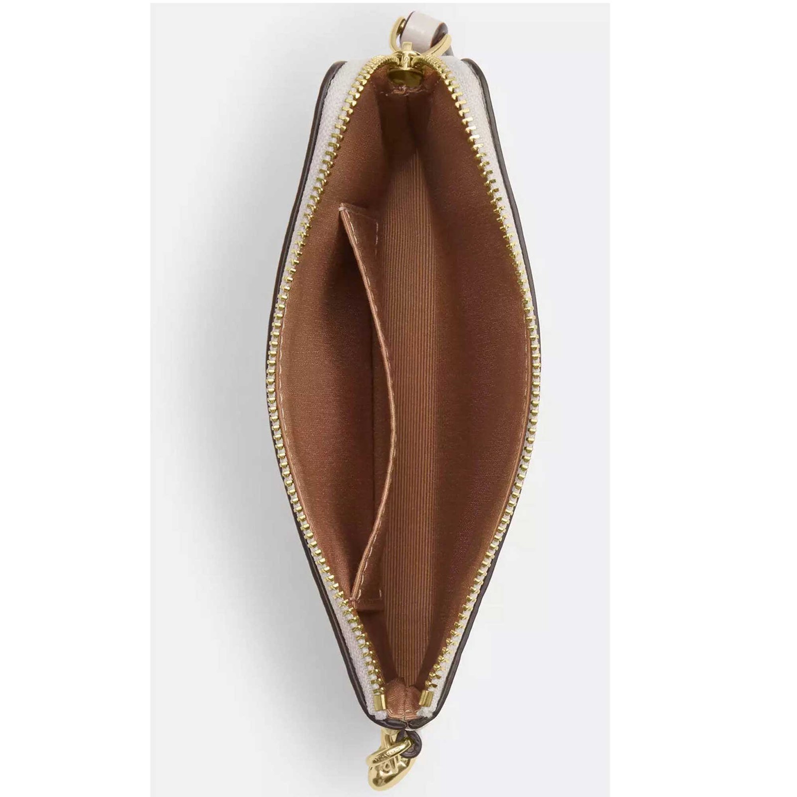 Coach Women’s Wristlet Pebble Leather Corner Zip, Gold/Chalk CP483 CHK