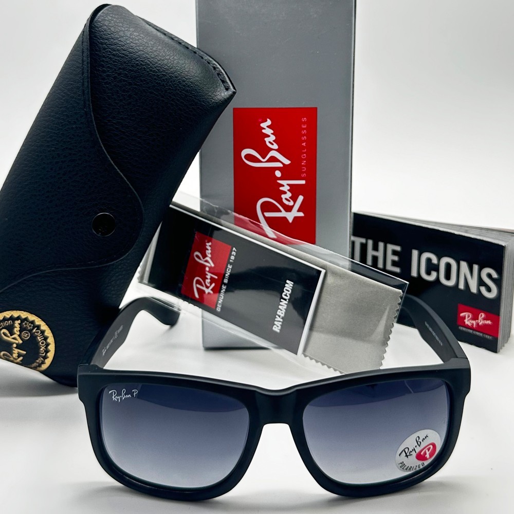 54mm Ray-Ban Justin RB4165 622/T3 Matte Black/Gray Gradient Polarized Sunglasses
