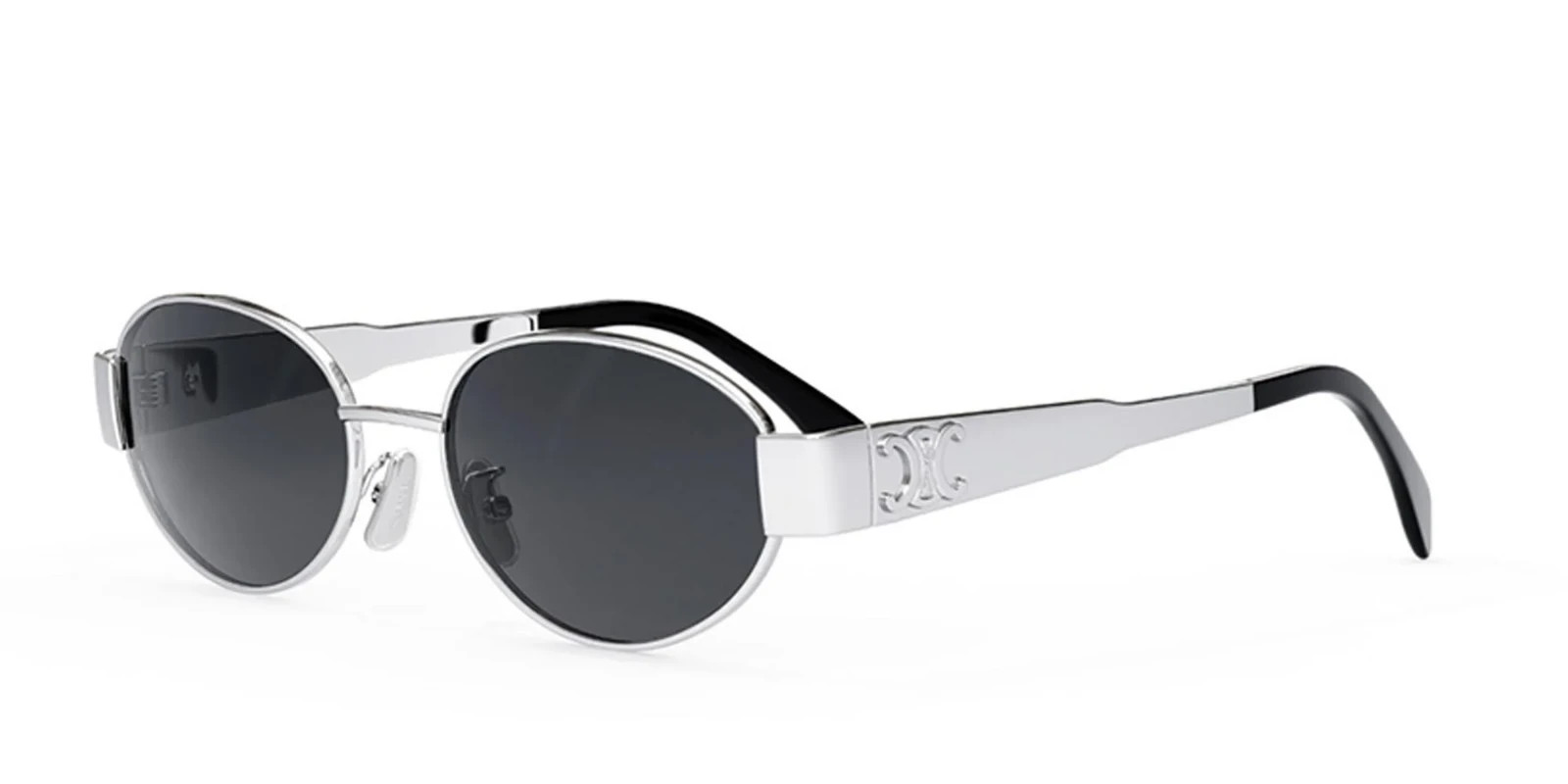 Celine CL40235U Silver Round Sunglasses Dark Lens NEW