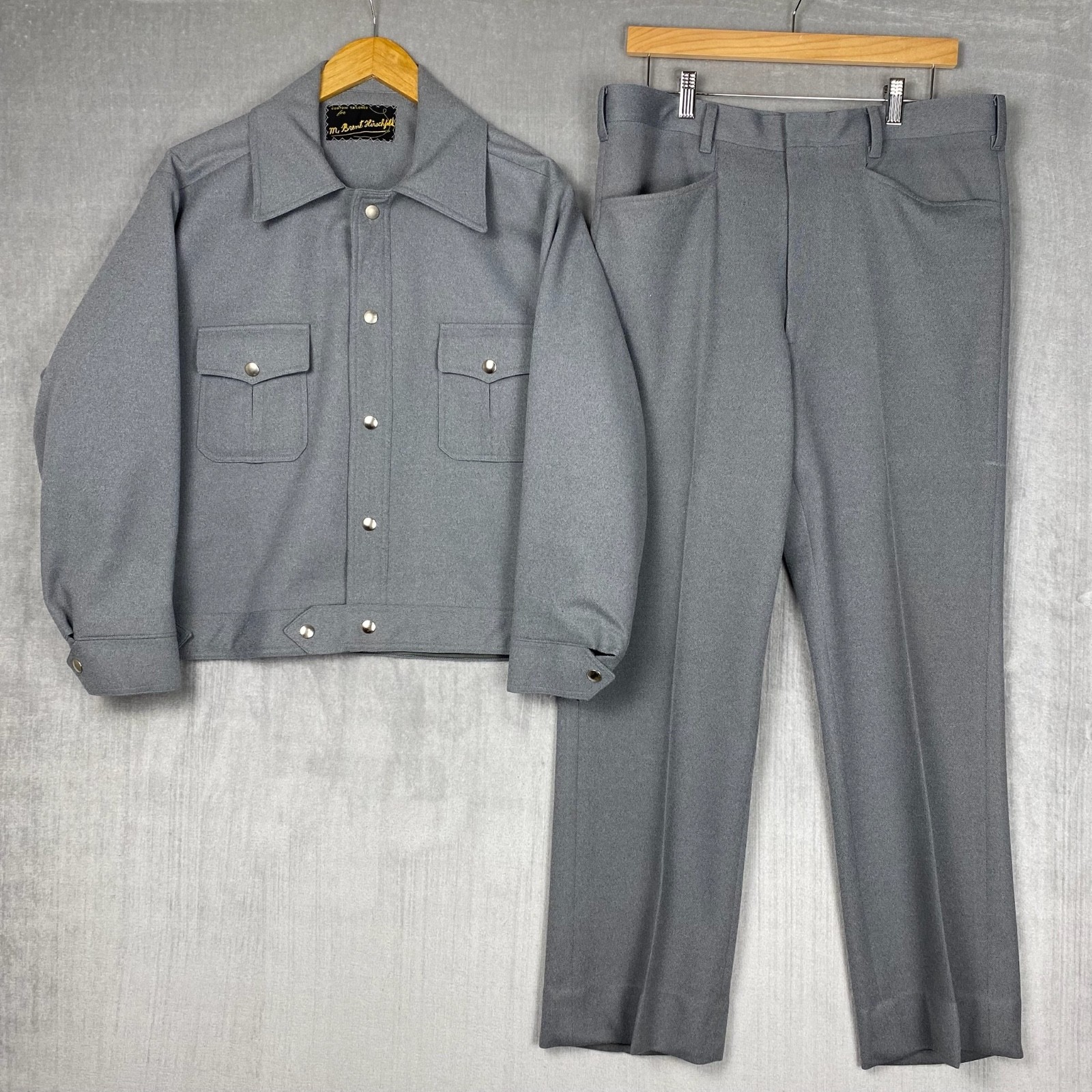 Vtg 60s Wool SET Mens L Snap Front Shirt Jacket Pants Western Ranch Rockabilly