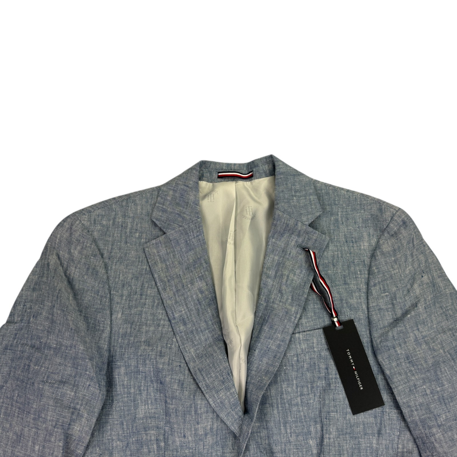Tommy Hilfiger Mens Modern Fit 100% Linen Solid Sport Coat Blue 36S