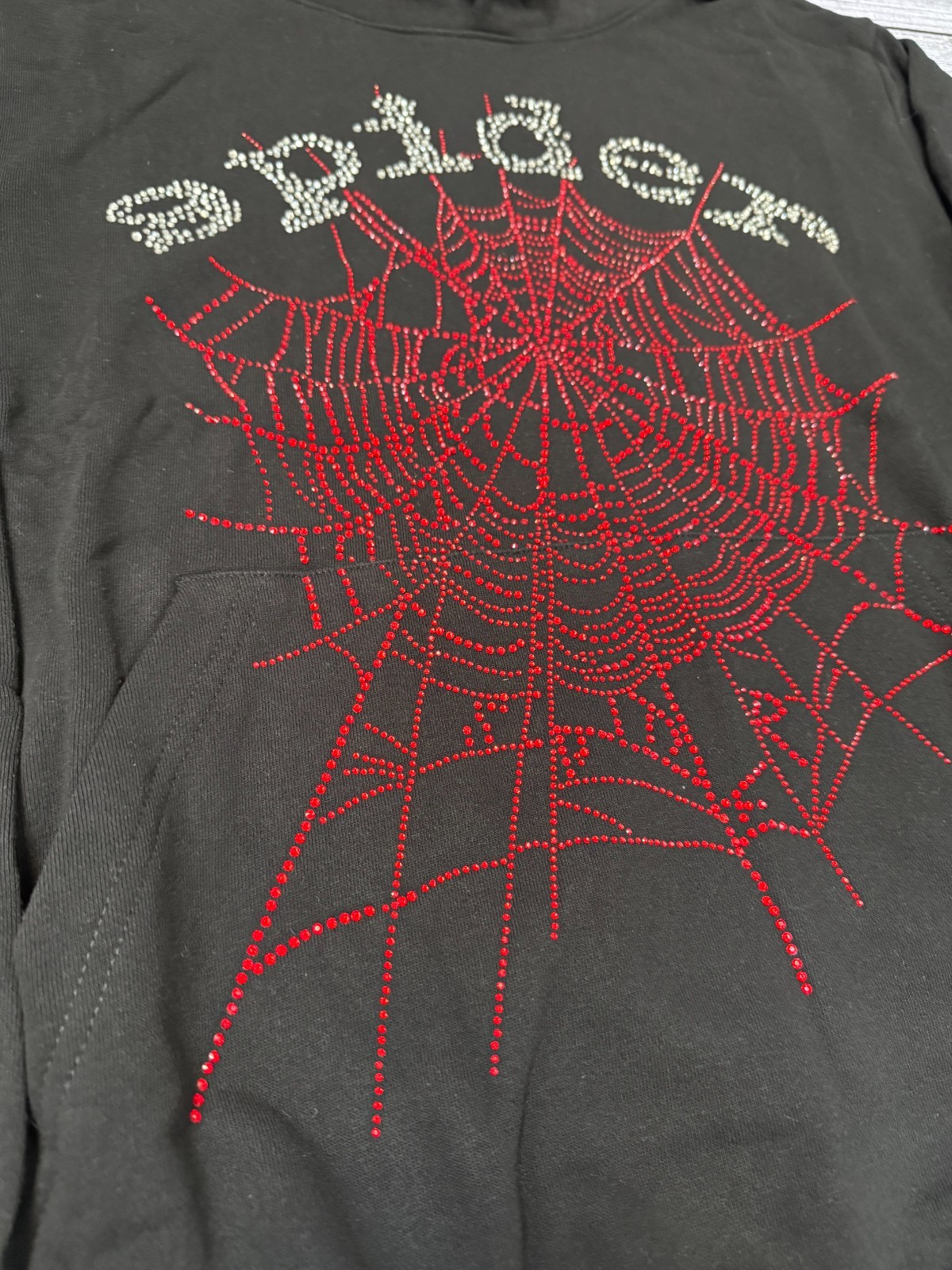 *BRAND NEW* Spider Worldwide Rhinestone Black Hoodie – Ready To Ship (Size XXL)