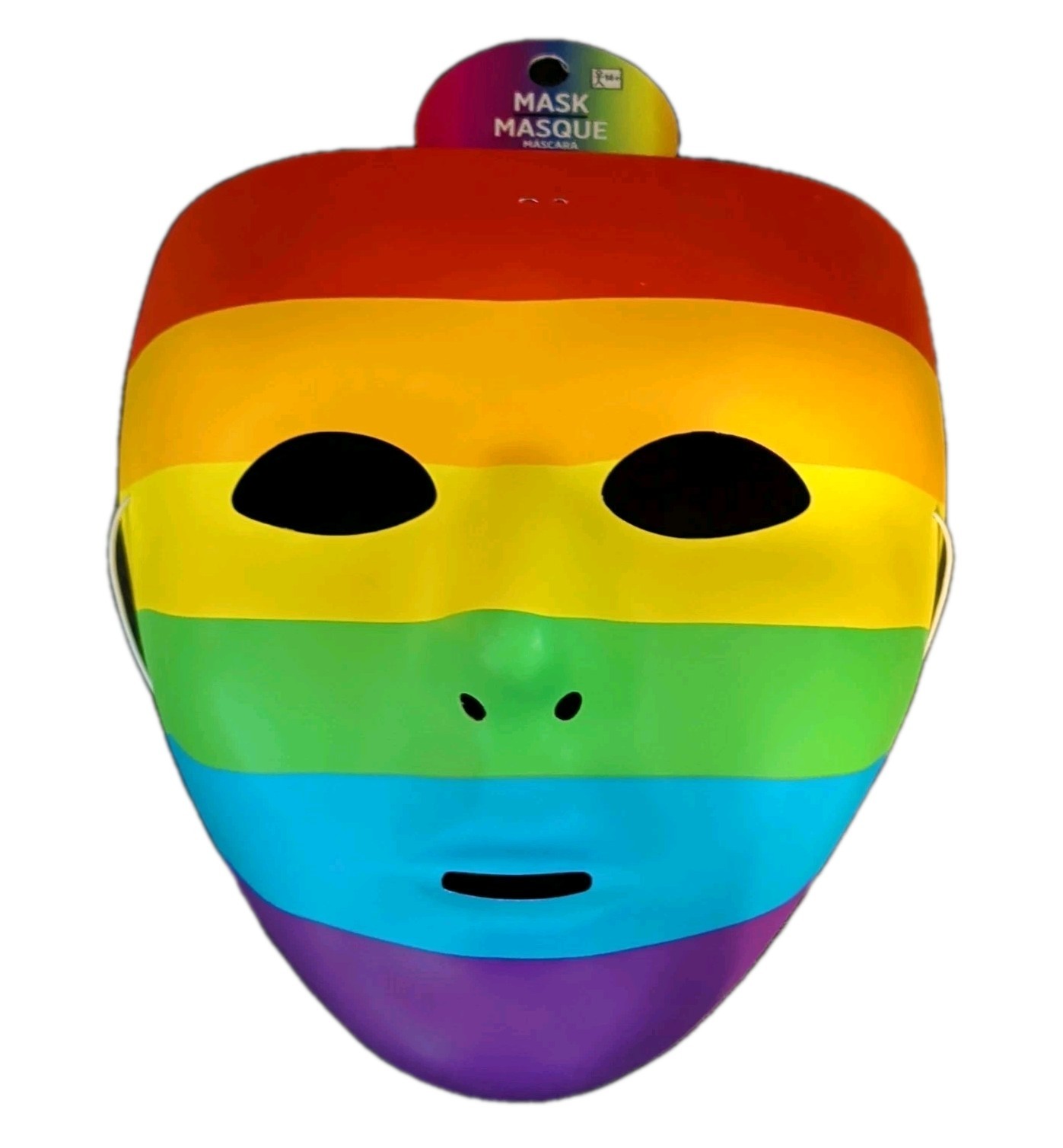 Rainbow Masquerade Full Face Plastic Mask, Adjustable One Size LGBTQ+ Pride NEW