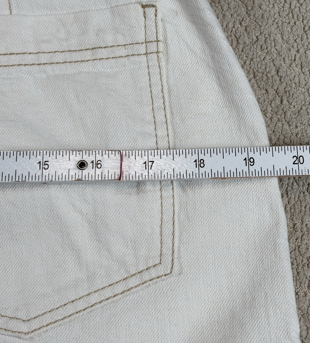 Free People Mini Skirt Denim Medium 30” waist Cream White Short Tie at Waist
