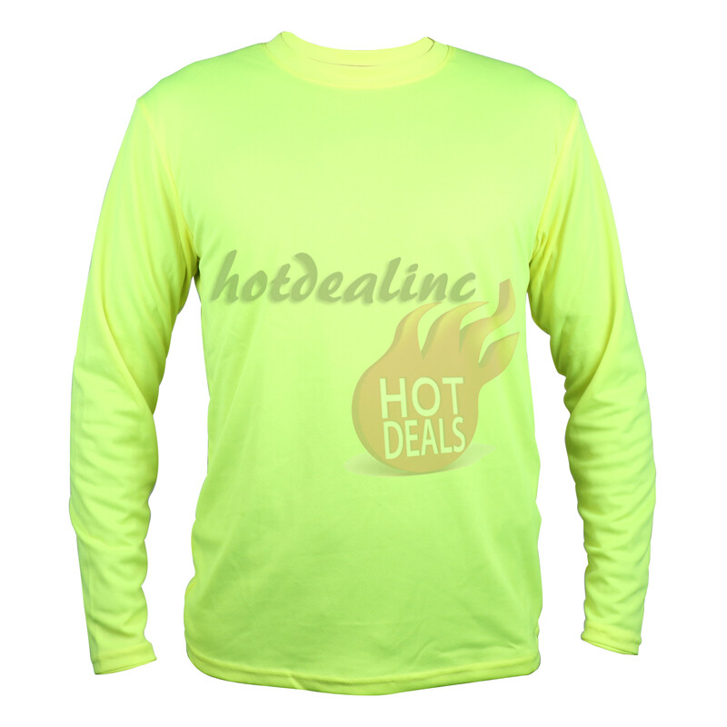Hi Vis Work Safety High Visibility Plain Green/Orange Sports Long Sleeve S-5XL