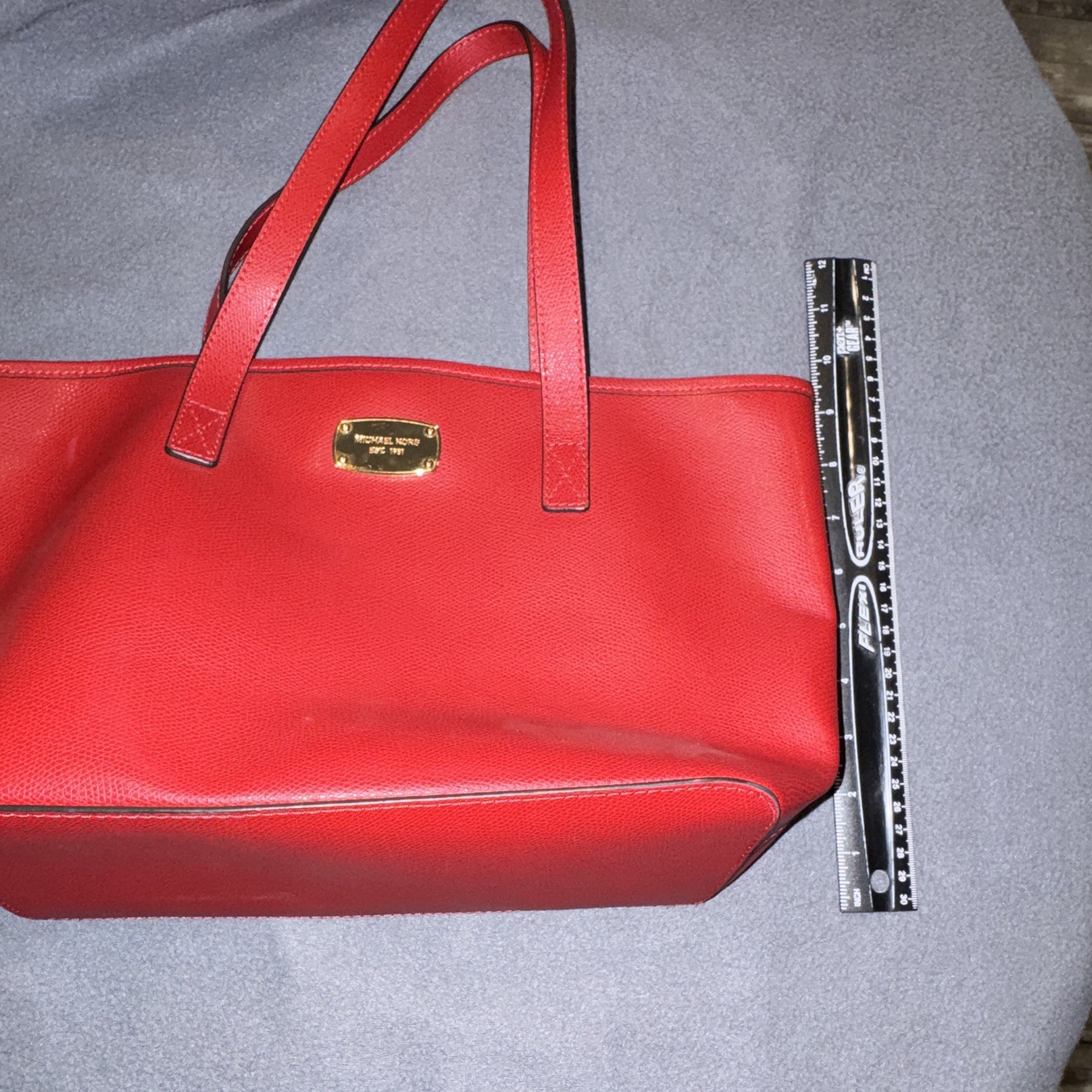 Michael Kors Bag Jet Set Red Saffiano Leather Tote Shoulder Handbag 15×9