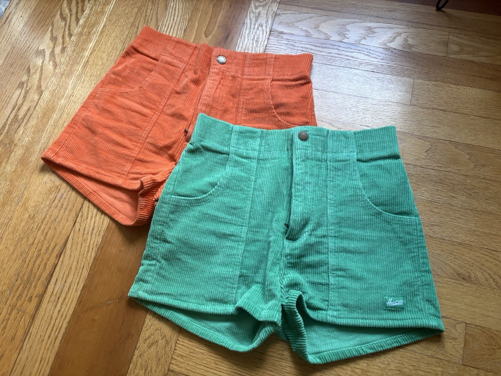 Hammies Women’s Corduroy Shorts – Size 28 – 2 Pairs Orange & Green