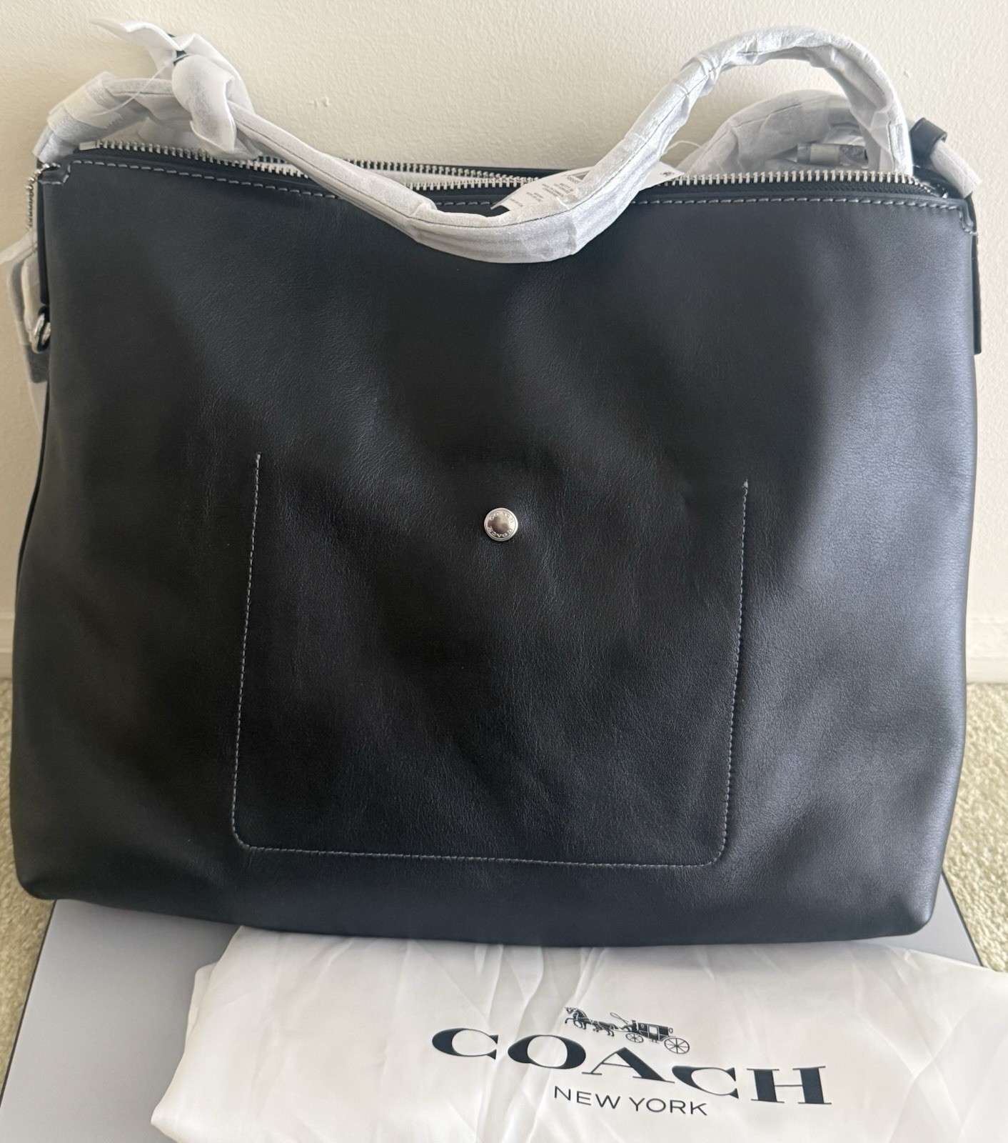Coach Mott Messenger Bag 38 Black Leather CDS82 NWT
