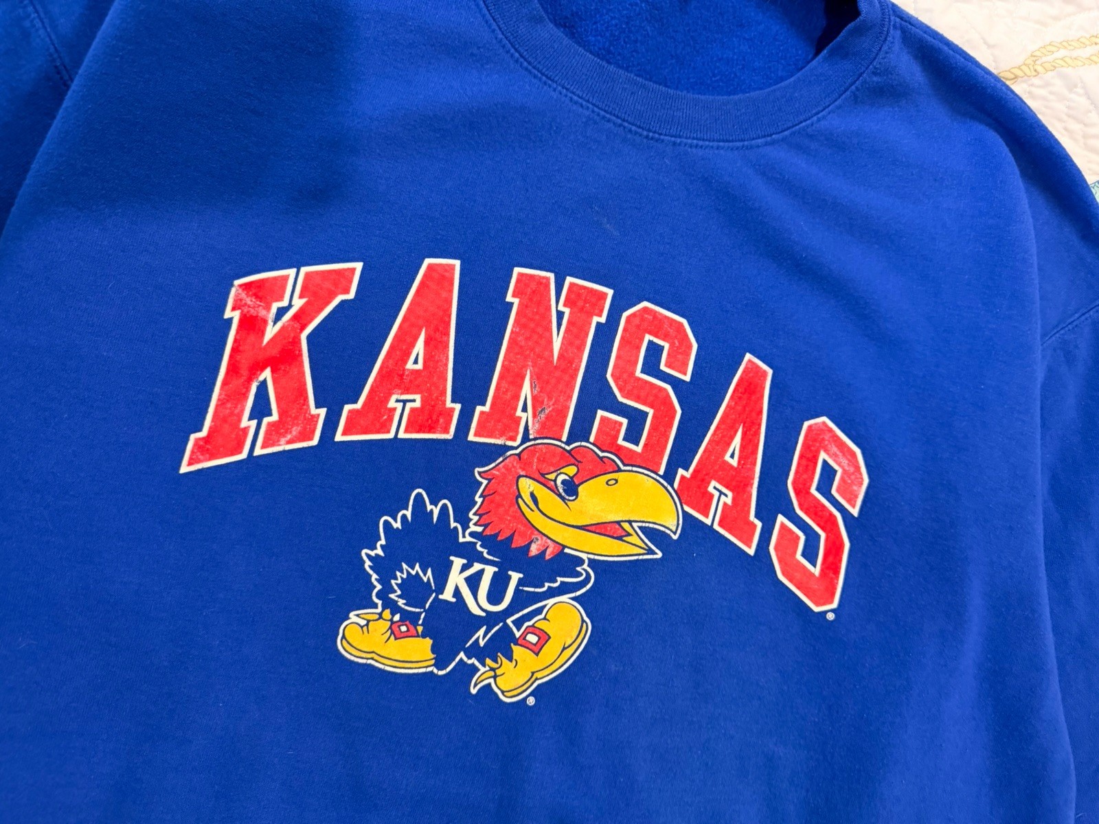 Champion Men’s Kansas Jayhawks KU Graphic Crewneck Fleece Sweatshirt Blue XL