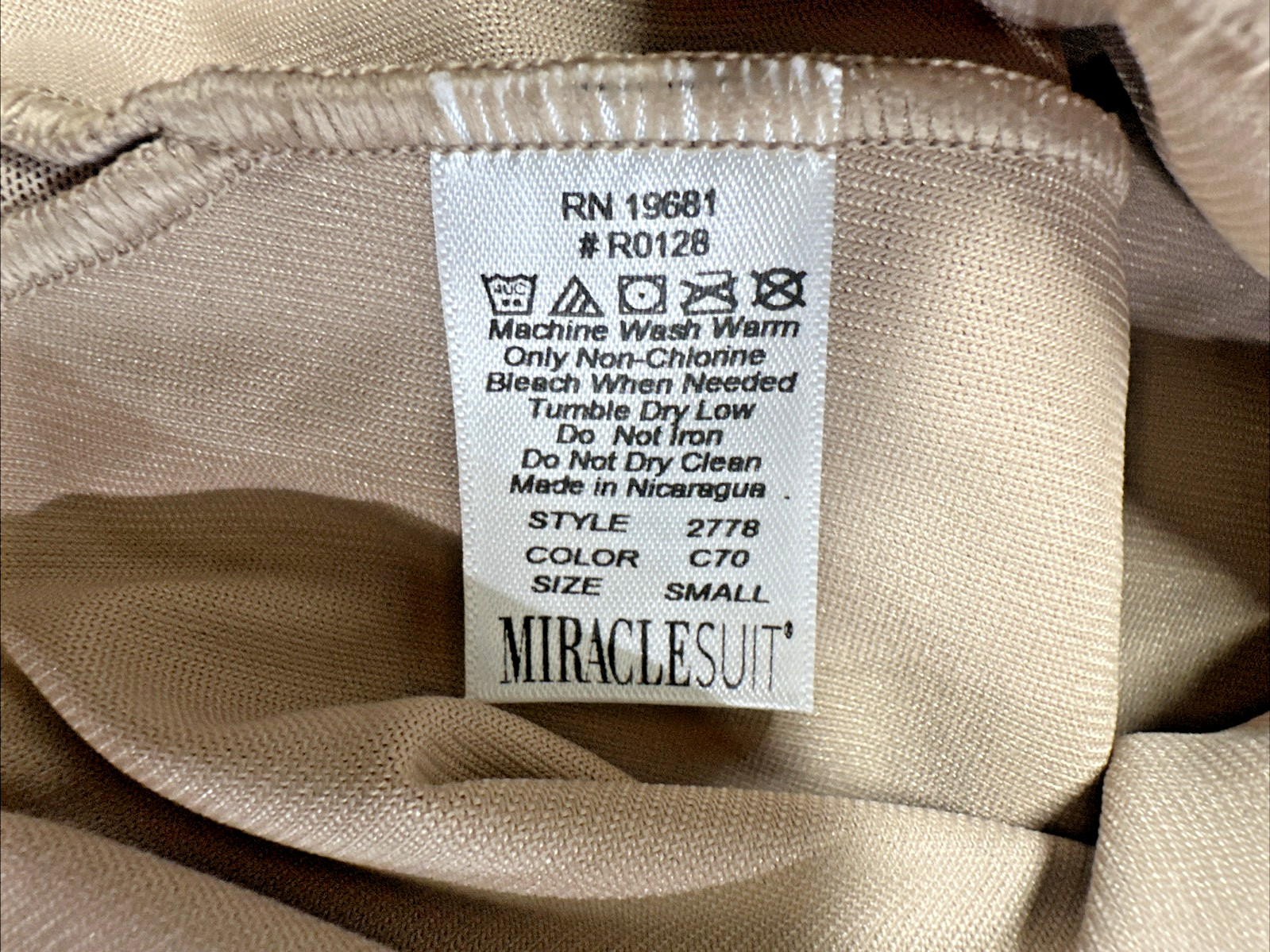 Miraclesuit Women Size Small Sheer Extra Firm Shaping High Waist Thong Stucco