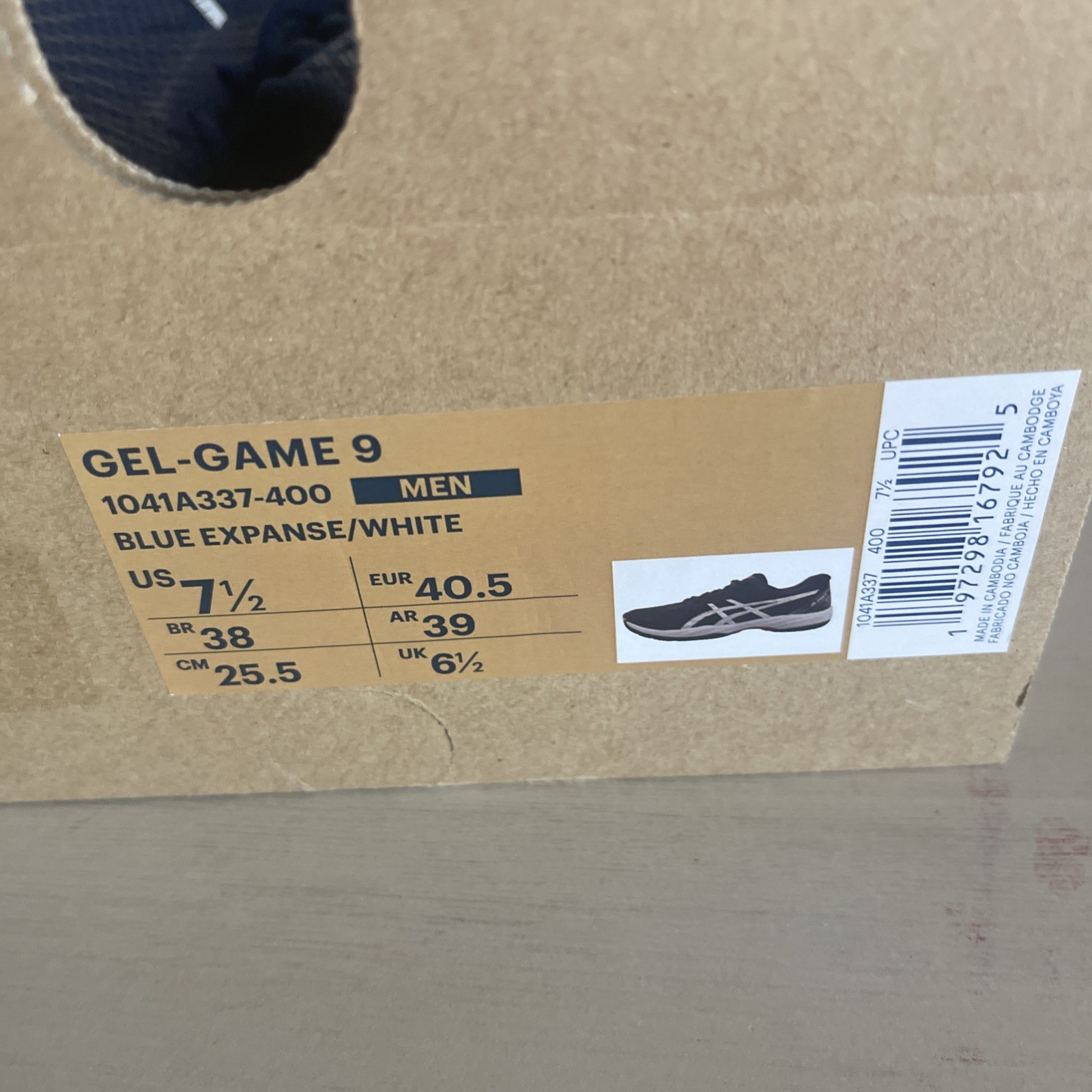 ASICS Men’s Gel-Game 9 Blue/Expanse White 1041A337-400 Size 7.5 Brand New!