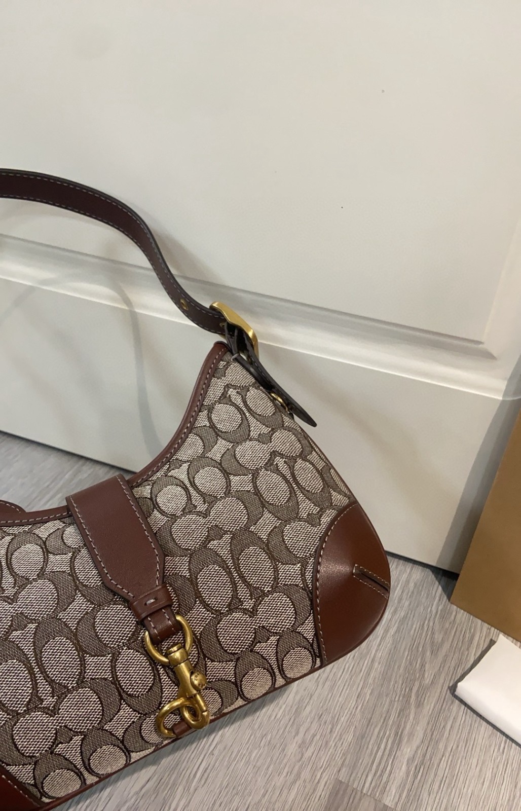 NWT COACH Hamptons Hobo Bag Signature Jacquard Oak Maple Handbag CBF16