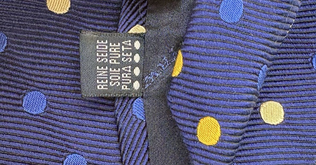 Charles Tyrwhitt Silk Necktie Patterned Polka Dot Design Shades Of Blue & Yellow