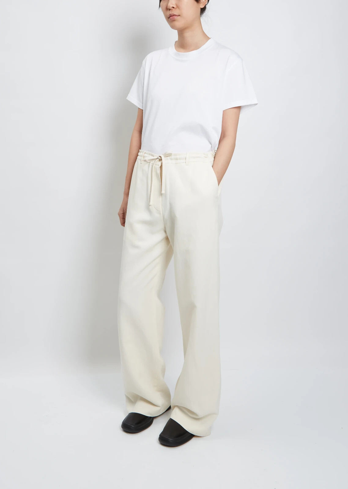 New $1290 The Row Dandy Silk & Linen-Blend Wide Leg Pants in Ivory sz 2/XS