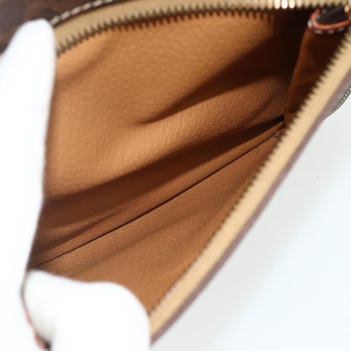 CELINE Macadam Canvas Backpack PVC Leather Brown Gold Auth 176902