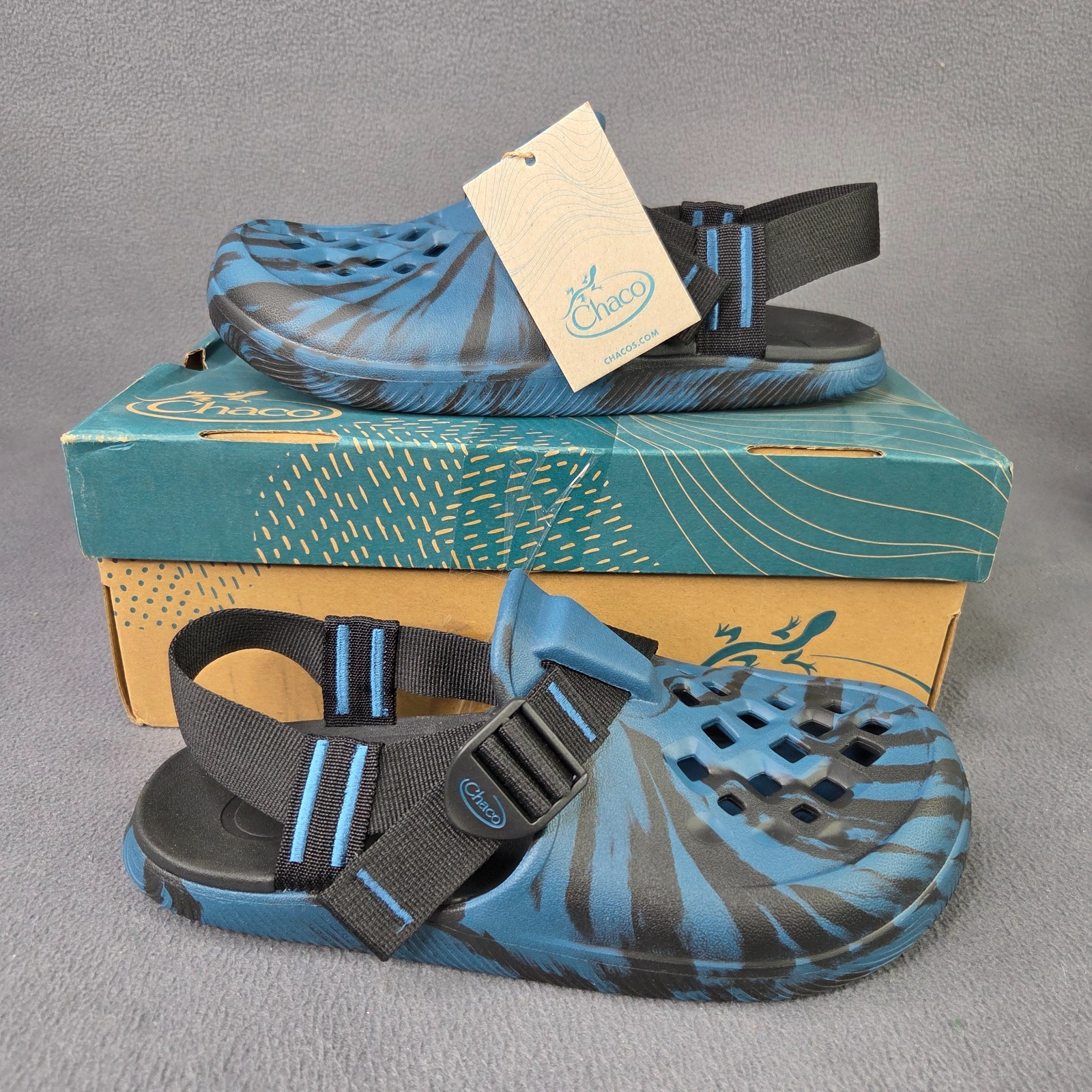 Chaco Shoes Mens Size 7 Blue Black Camo Sandals Performance Water Hiking Outdoor