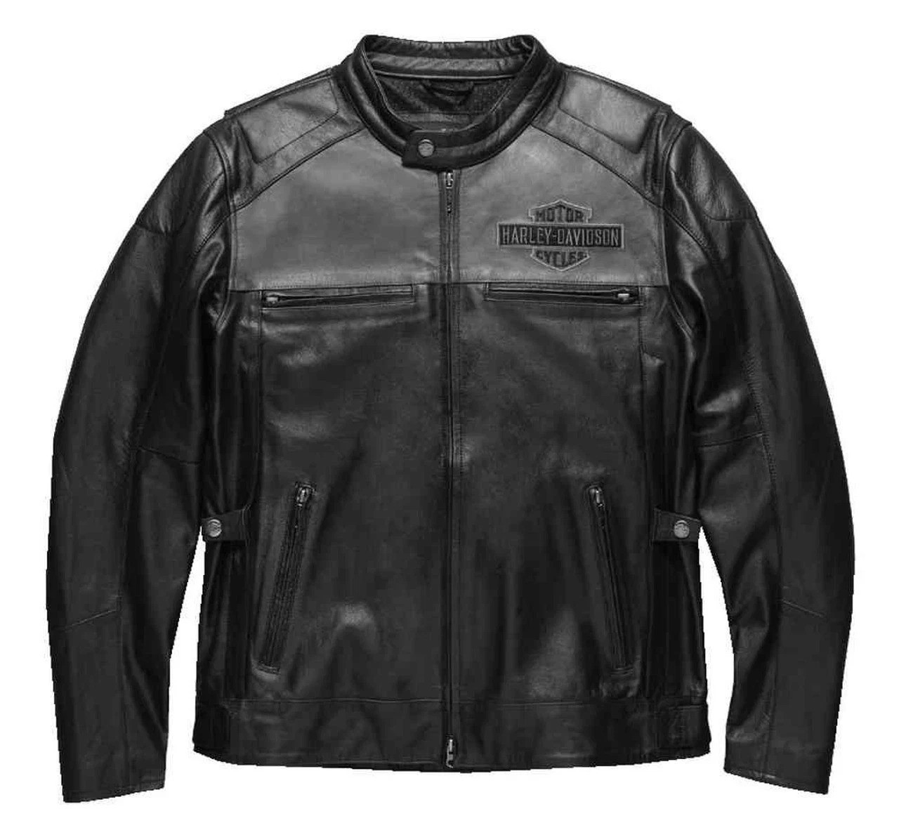 Men’s H-Davidson Legendary Black Gray Votary Motorcycle Leather Biker Jacket