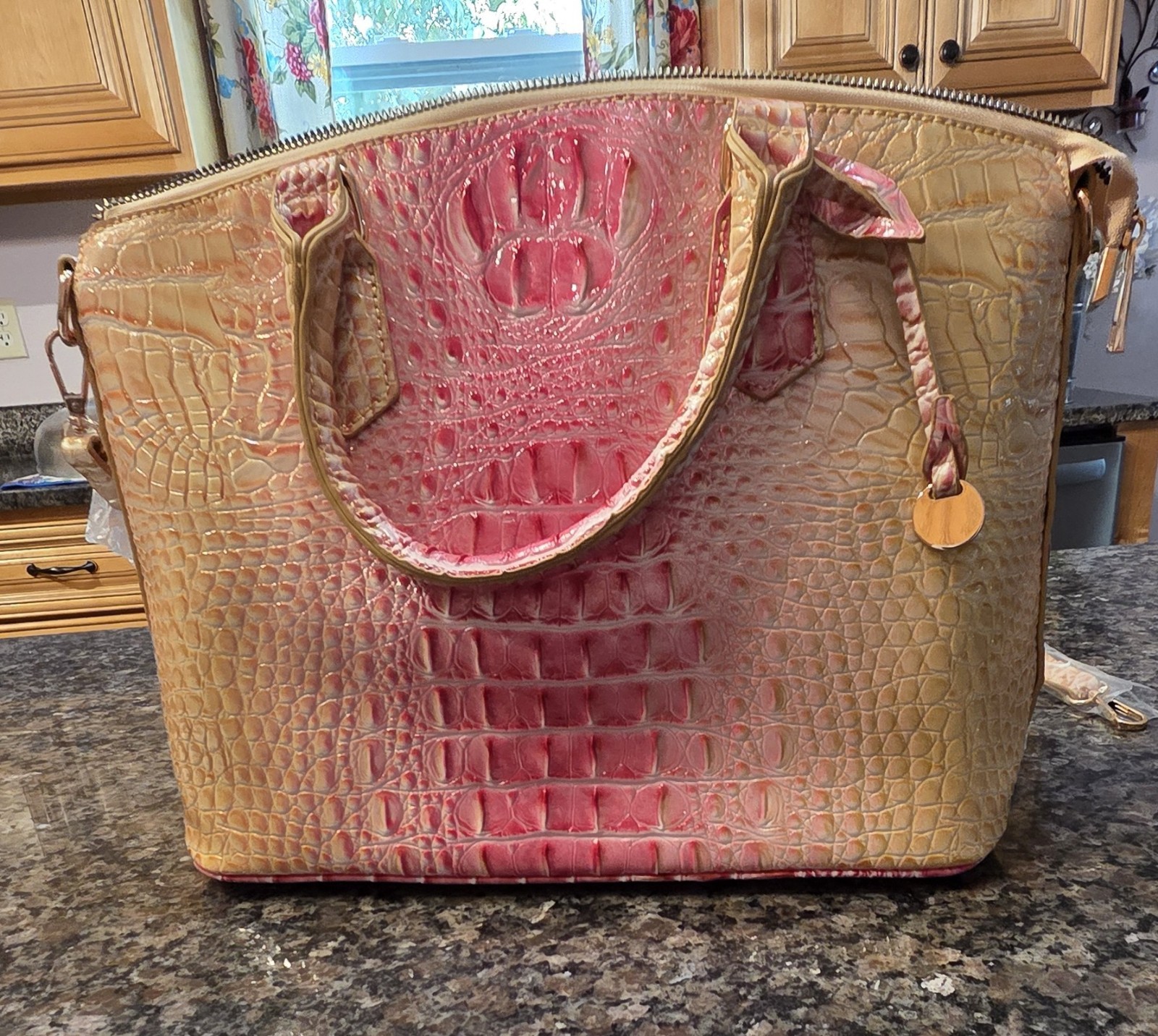 Embossed Crocodile Ombre Purse Handbag 14 In X 10 In