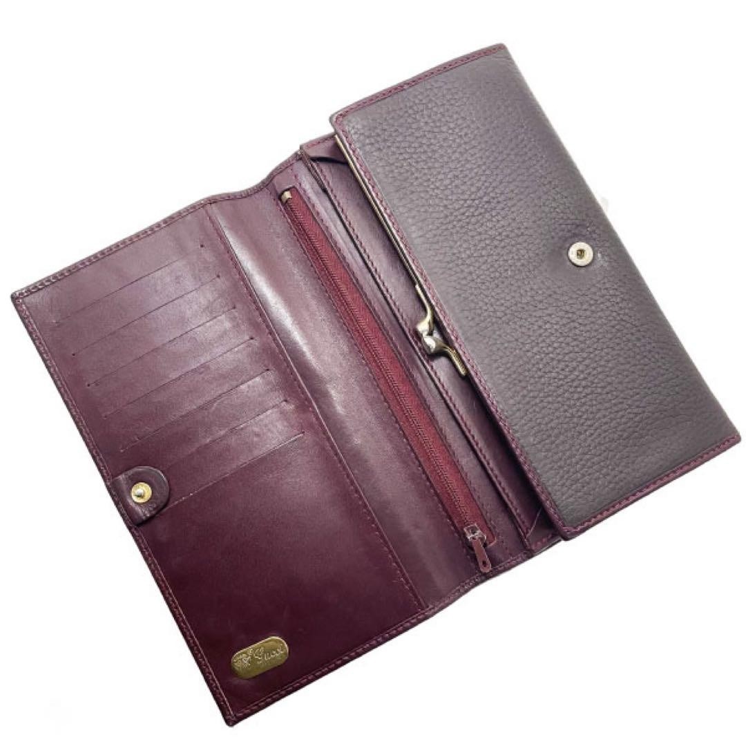Old Gucci Bi Fold Long Wallet Coin Purse Bordeaux Color 16104
