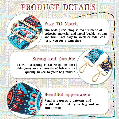 3 Pcs Purse Straps for Handbags Replacement Wide Shoulder Adjustable Colorful