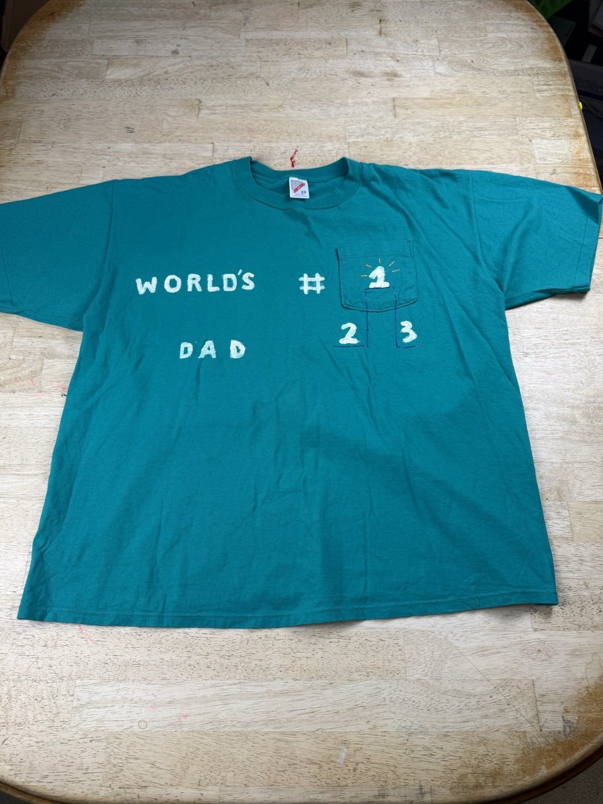 Vintage Homemade Hand Painted World’s #1 Dad T Shirt Sz 2XL Jerzees Fathers Day