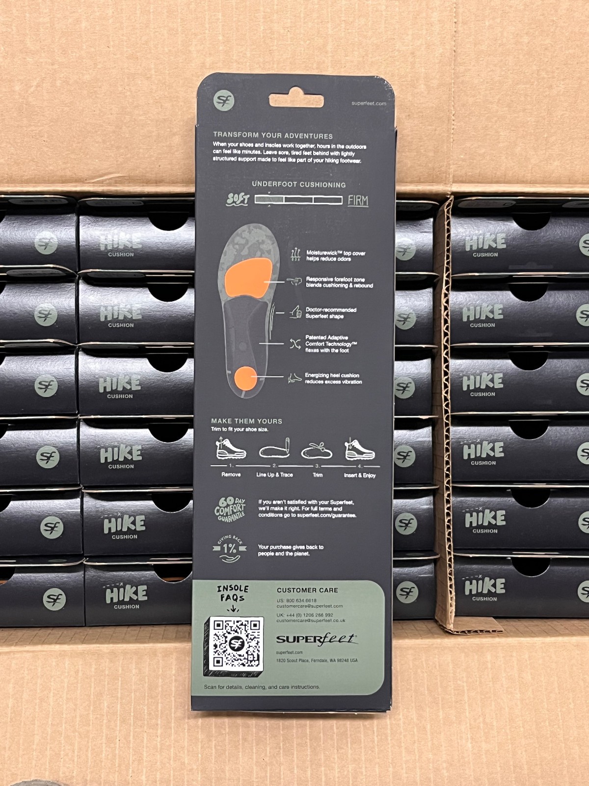 Superfeet Hike Cushion Insoles inserts Size D – M7.5-9 W8.5-10