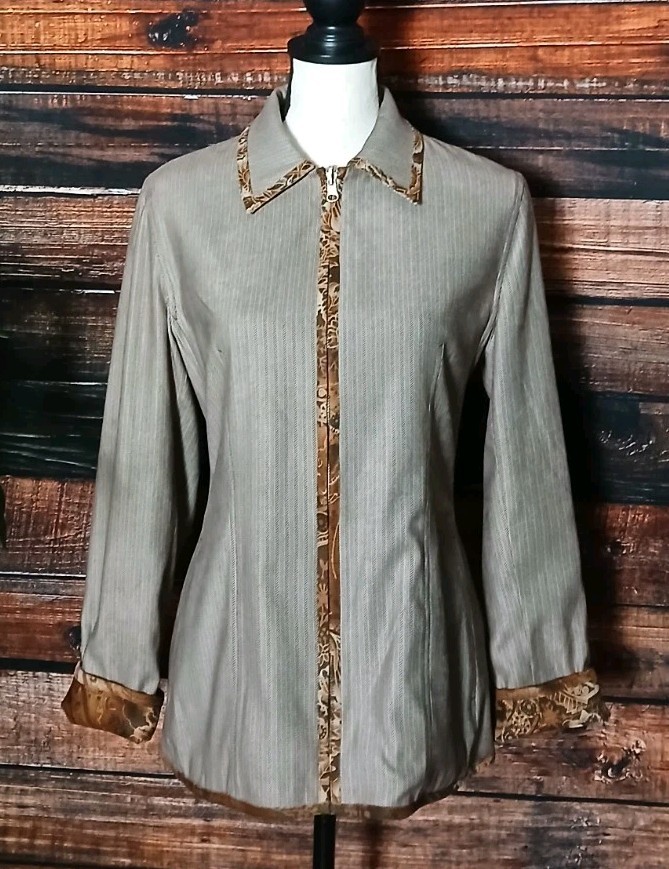 Harve Benard Vintage Blazer Jacket Size 6 Reversible Full Zip