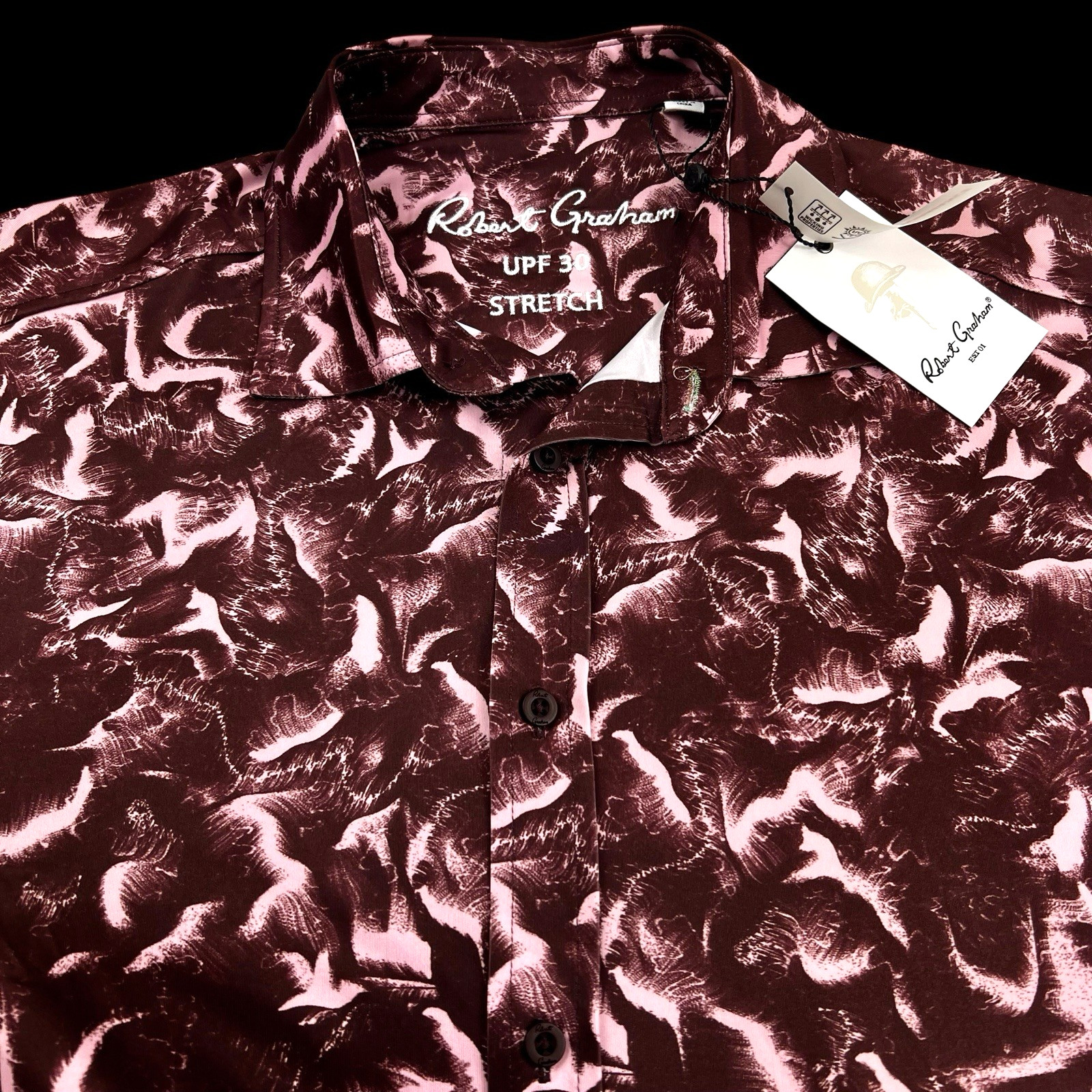 Robert Graham Performance Geometric Camo Stretch Lightweight Sport Shirt Medium