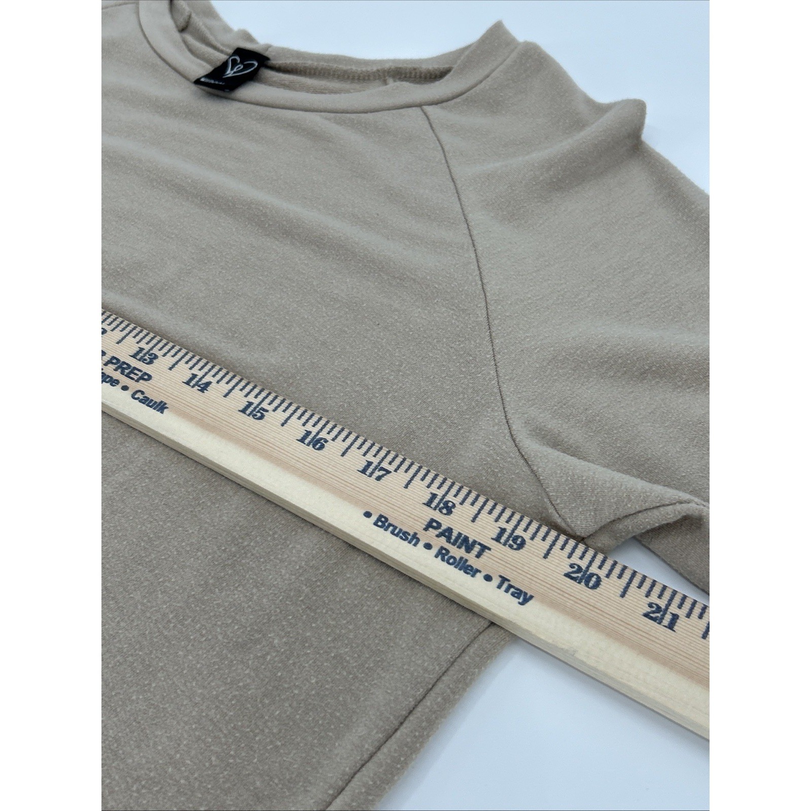 Windsor Womens L Taupe Tan Tie Front Raglan Long Sleeve French Terry Top 9804