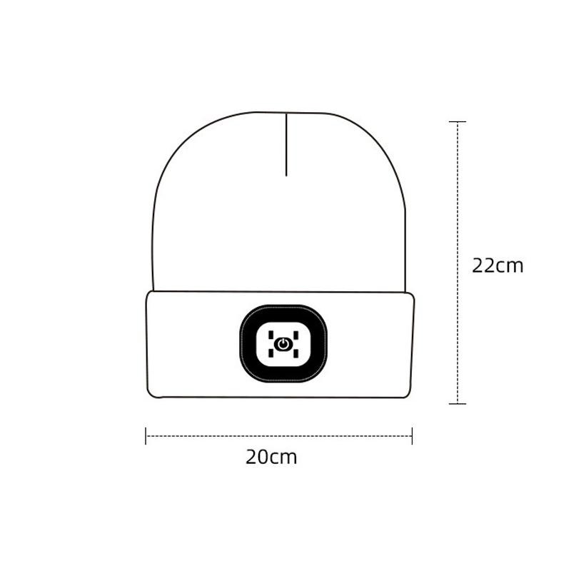 Winter Men Beanie Hat with LED Light Rechargeable Knitted Hat for Woman Cap Nigh