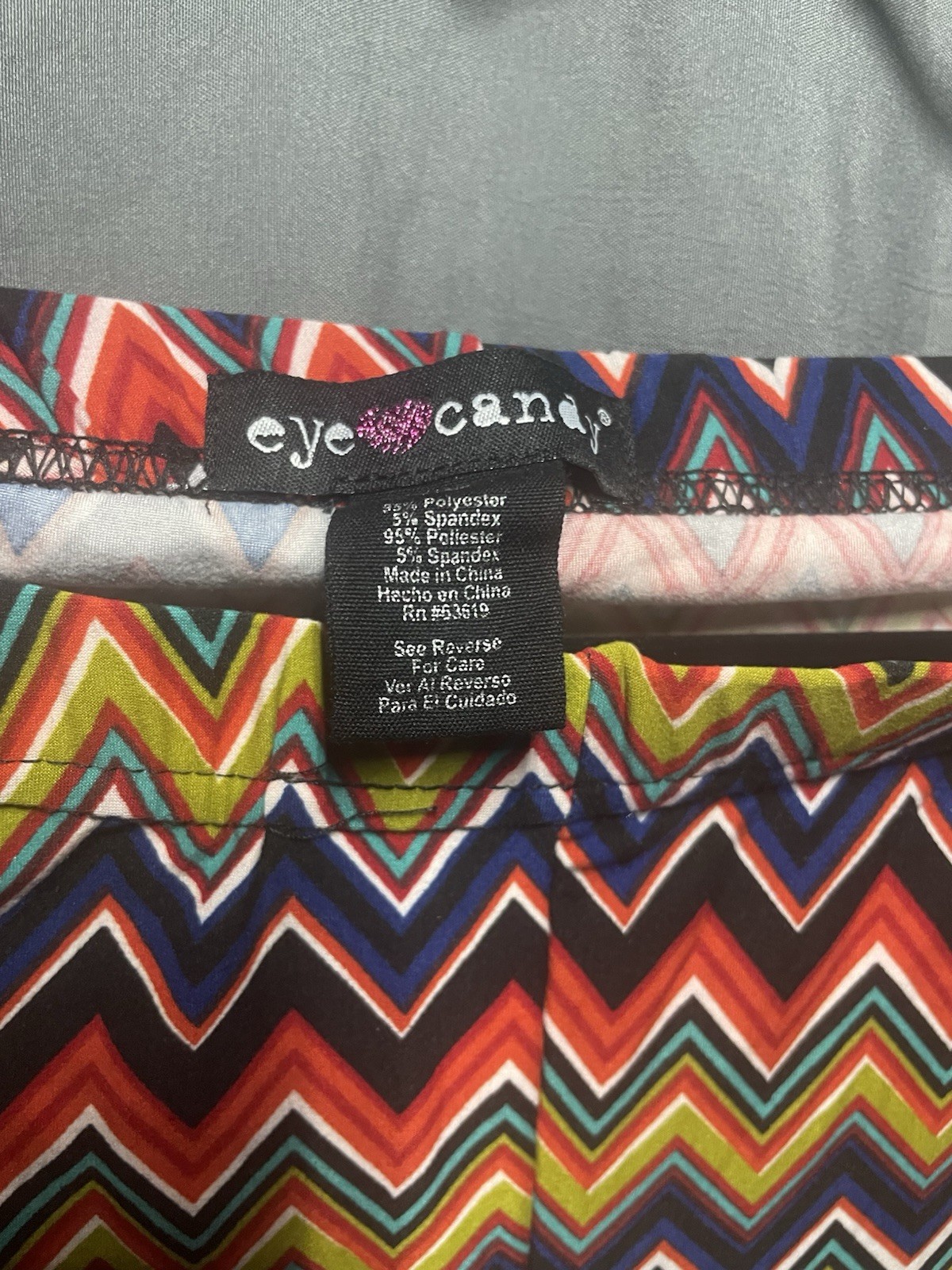 Eye Candy Multicolor Chevron Ankle Leggings Elastic Waist Mid Rise Yoga S