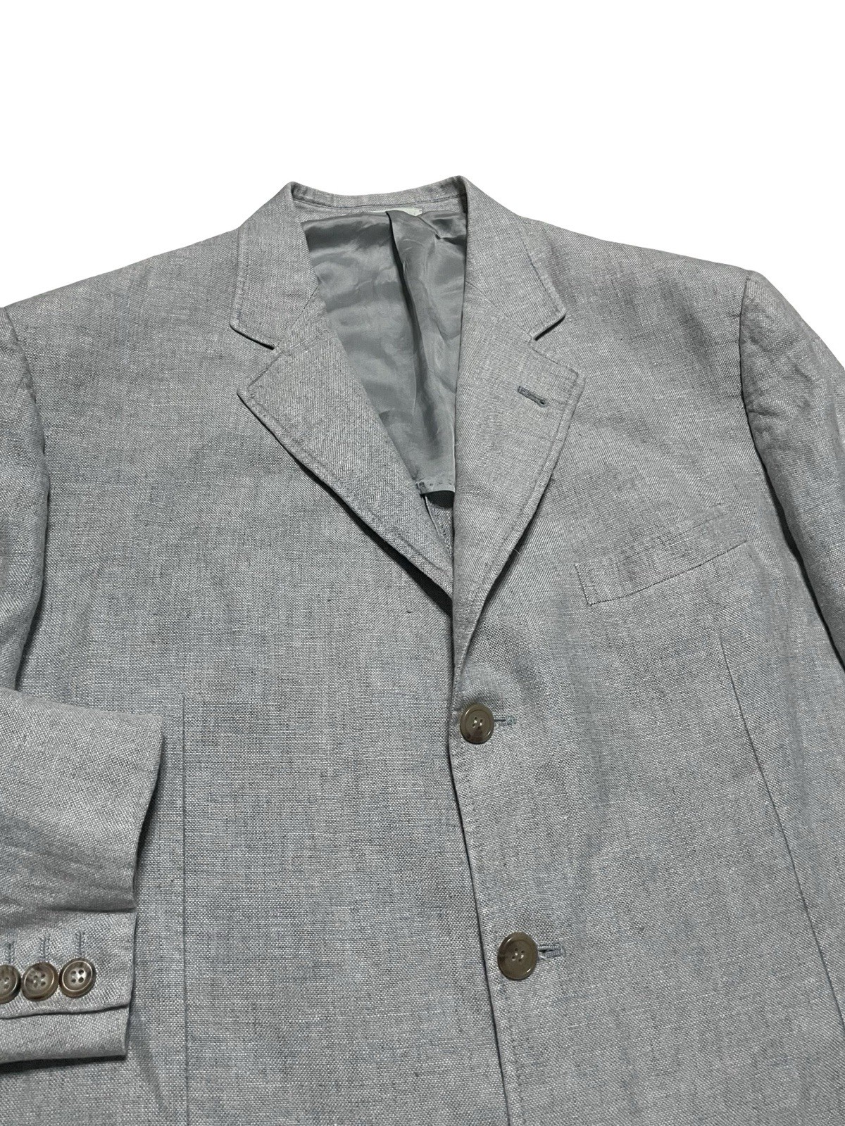 Corneliani 100% Linen 3 Button Blazer Gray IT 54/US 44 Unstructured Mens Jacket